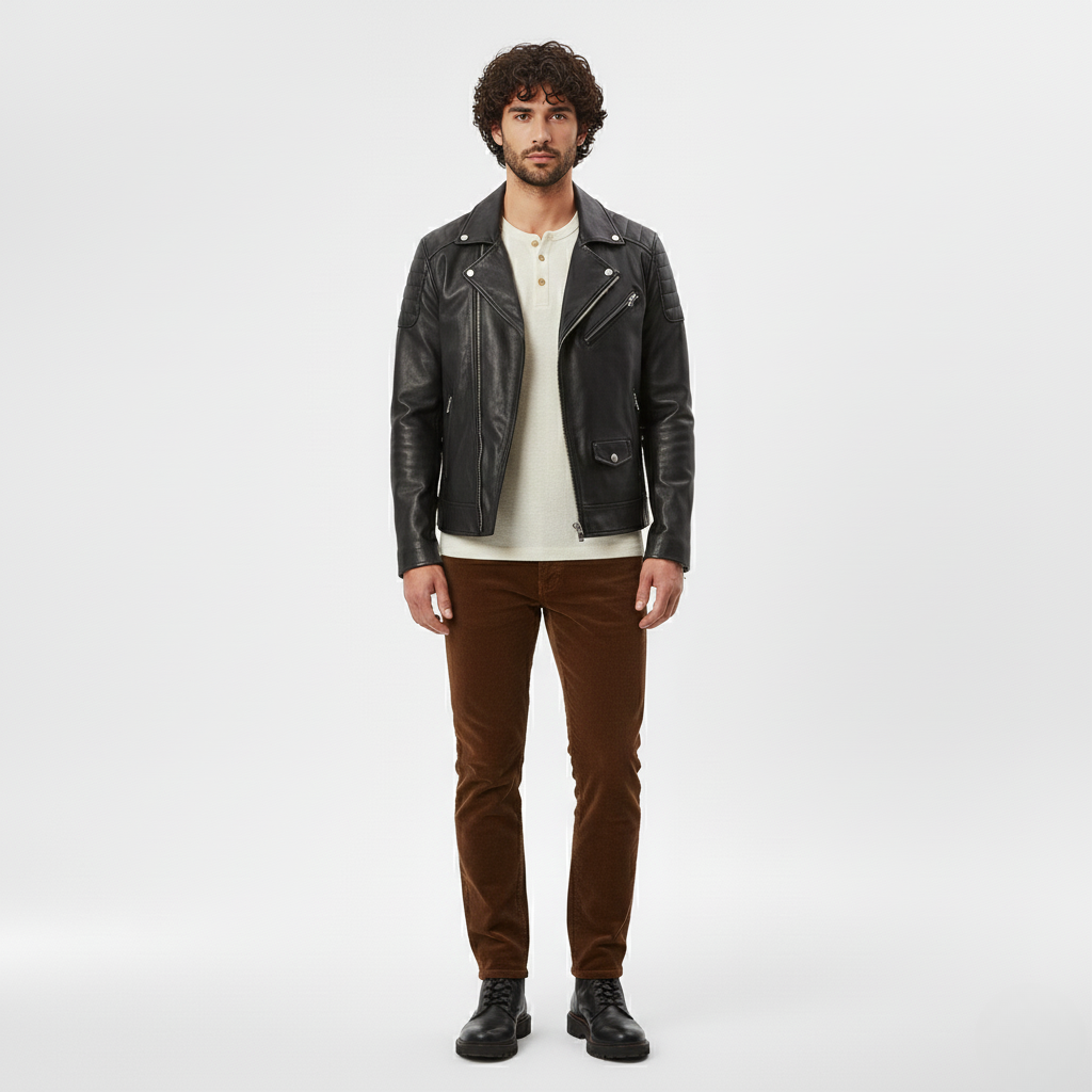 Veste Biker en Simili-Cuir pour Homme