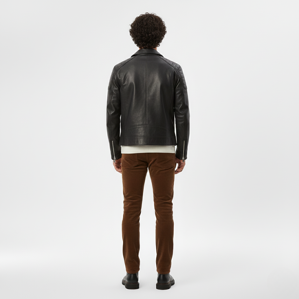 Veste Biker en Simili-Cuir pour Homme