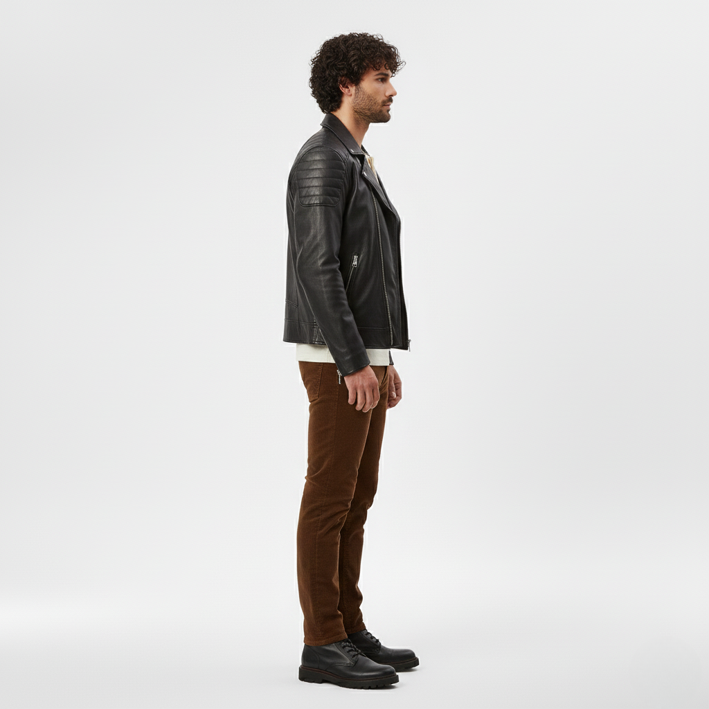 Veste Biker en Simili-Cuir pour Homme